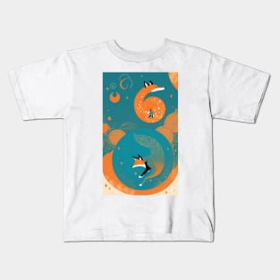 Floral Flower Fox Yoga Kids T-Shirt